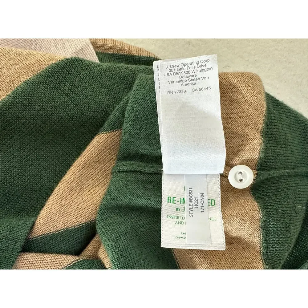 J.Crew Men's Rugged Merino Wool Rugby Sweater SZ L Fall Vibes Academia